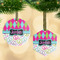 Harlequin & Peace Signs Frosted Glass Ornament - MAIN PARENT