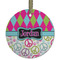 Harlequin & Peace Signs Frosted Glass Ornament - Round
