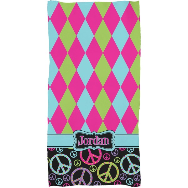 Harlequin & Peace Signs Full Sized Bath Towel - Apvl