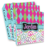 Harlequin & Peace Signs 3 Ring Binder - Full Wrap (Personalized)