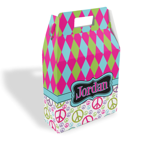 Custom Harlequin & Peace Signs Gable Favor Box (Personalized)