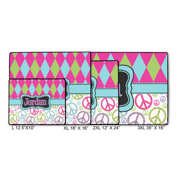 Harlequin & Peace Signs Gaming Mats - SIZE CHART