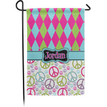 Harlequin & Peace Signs Garden Flag (Personalized)