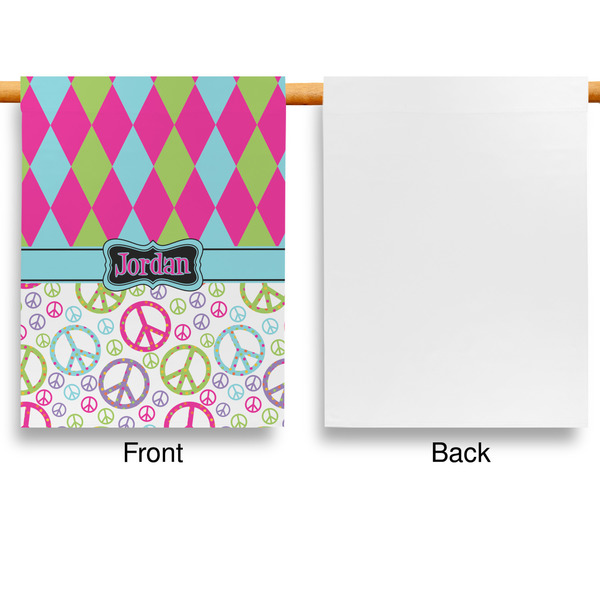 Harlequin & Peace Signs Garden Flags - Large - Single Sided - APPROVAL