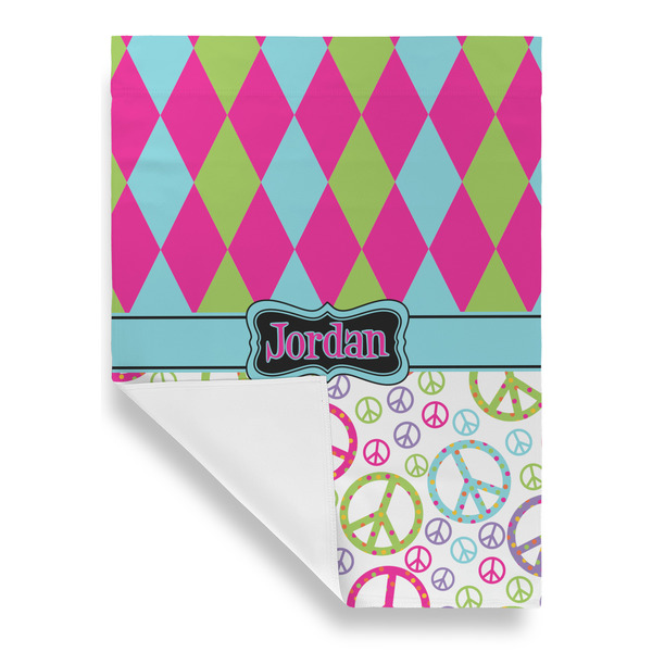 Harlequin & Peace Signs Garden Flags - Large - Single Sided - FRONT FOLDED