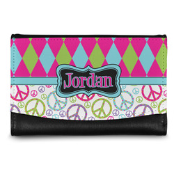 Harlequin & Peace Signs Genuine Leather Women's Wallet - Small (Personalized)