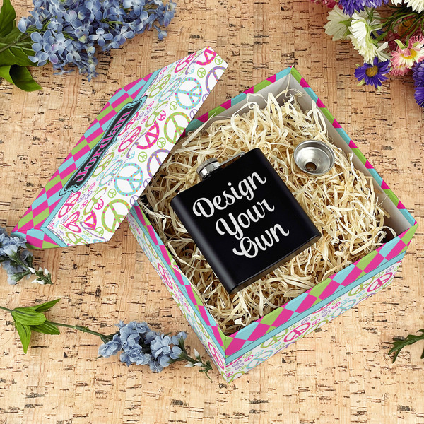 Harlequin & Peace Signs Gift Boxes with Lid - Canvas Wrapped - Large - In Context