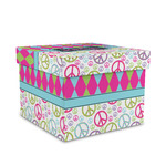 Harlequin & Peace Signs Gift Box with Lid - Canvas Wrapped - Medium (Personalized)
