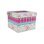 Harlequin & Peace Signs Gift Box with Lid - Canvas Wrapped - Small (Personalized)