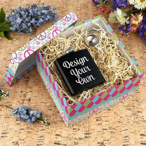 Harlequin & Peace Signs Gift Boxes with Lid - Canvas Wrapped - X-Large - In Context