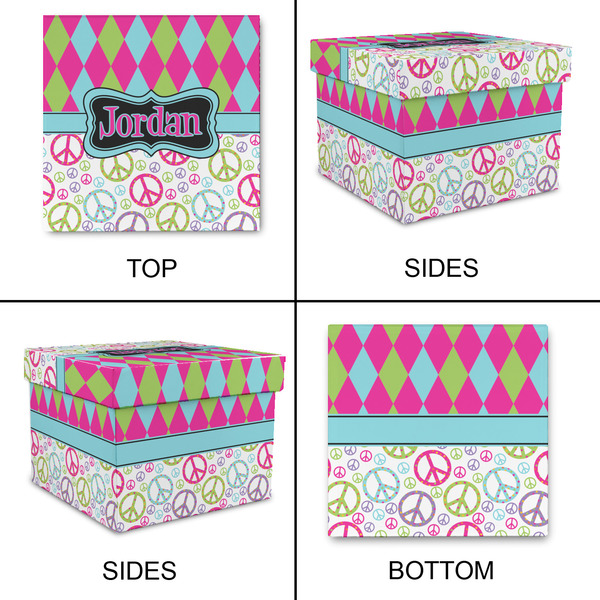 Harlequin & Peace Signs Gift Boxes with Lid - Canvas Wrapped - XX-Large - Approval