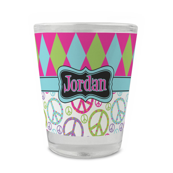Harlequin & Peace Signs Glass Shot Glass - Standard - FRONT