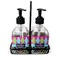Harlequin & Peace Signs Glass Soap Lotion Bottle