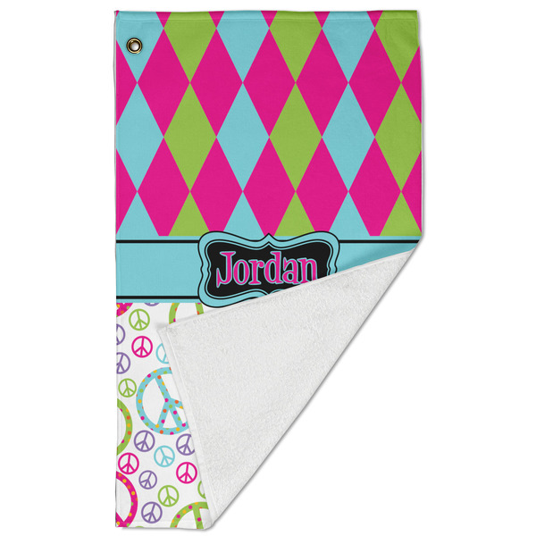 Harlequin & Peace Signs Golf Towel - Folded (Large)