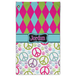 Harlequin & Peace Signs Golf Towel - Poly-Cotton Blend w/ Name or Text