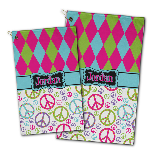 Harlequin & Peace Signs Golf Towel - PARENT (small and large)