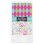 Harlequin & Peace Signs Guest Towels - Full Color (Personalized)
