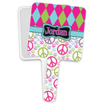 Harlequin & Peace Signs Hand Mirror (Personalized)