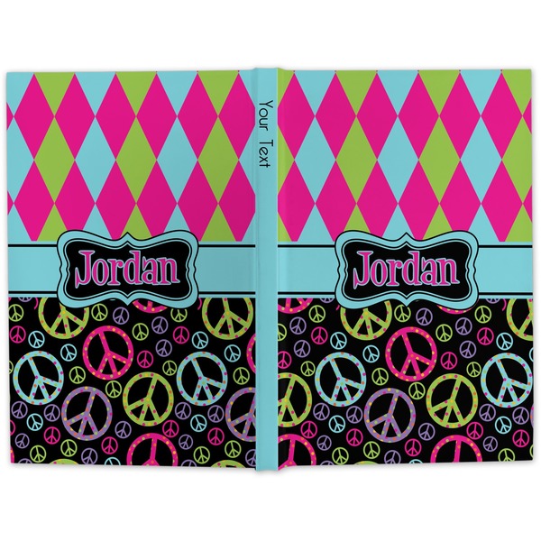 Harlequin & Peace Signs Hard Cover Journal - Apvl