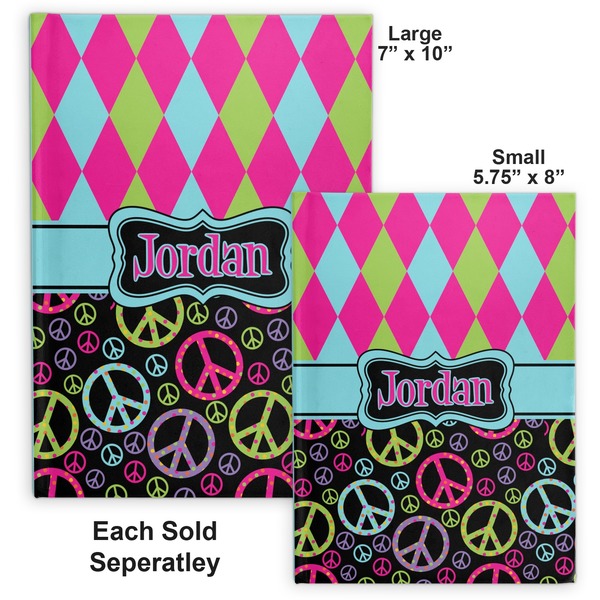 Harlequin & Peace Signs Hard Cover Journal - Compare
