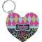 Harlequin & Peace Signs Heart Keychain (Personalized)