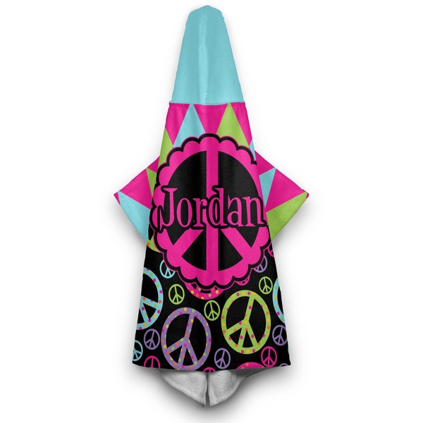 Harlequin & Peace Signs Hooded Towel - Hanging