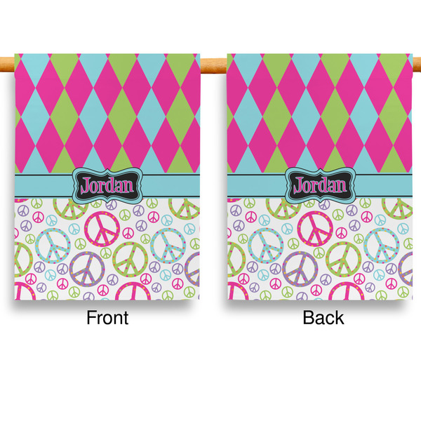 Harlequin & Peace Signs House Flags - Double Sided - APPROVAL