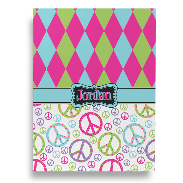 Harlequin & Peace Signs House Flags - Double Sided - BACK