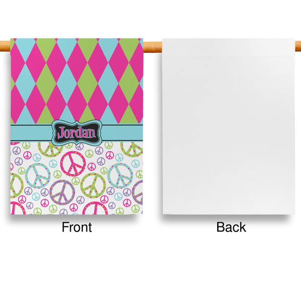 Harlequin & Peace Signs House Flags - Single Sided - APPROVAL