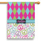 Harlequin & Peace Signs 28" House Flag (Personalized)