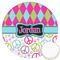Harlequin & Peace Signs Icing Circle - Large - Front