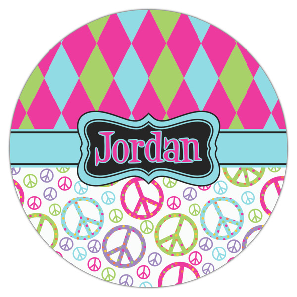 Harlequin & Peace Signs Icing Circle - Large - Single