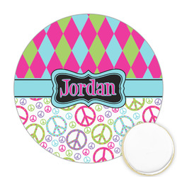 Harlequin & Peace Signs Printed Cookie Topper - Round (Personalized)
