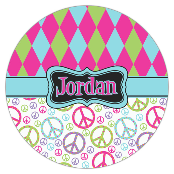 Harlequin & Peace Signs Icing Circle - Medium - Single