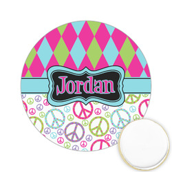 Harlequin & Peace Signs Printed Cookie Topper - 2.15" (Personalized)