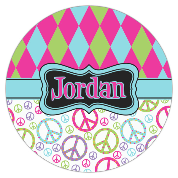 Harlequin & Peace Signs Icing Circle - Small - Single