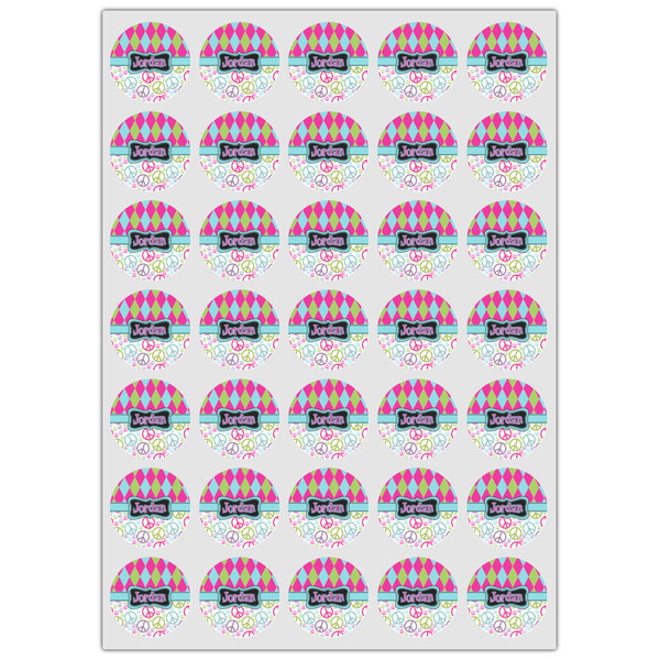 Harlequin & Peace Signs Icing Circle - XSmall - Set of 35