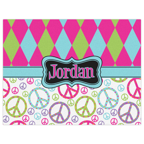 Harlequin & Peace Signs Indoor / Outdoor Rug - 6'x8' - Front Flat