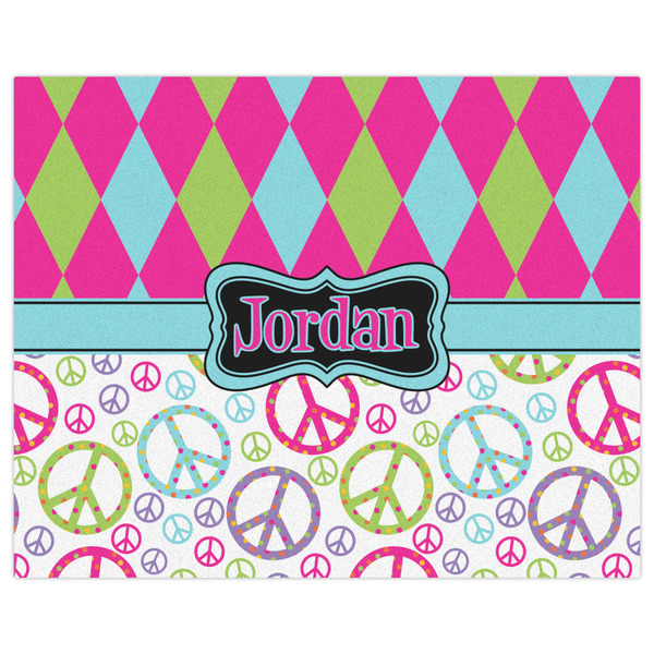 Harlequin & Peace Signs Indoor / Outdoor Rug - 8'x10' - Front Flat