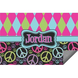 Harlequin & Peace Signs Indoor / Outdoor Rug (Personalized)
