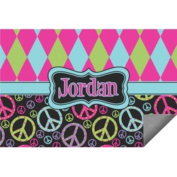 Harlequin & Peace Signs Indoor / Outdoor Rug - 2'x3' (Personalized)