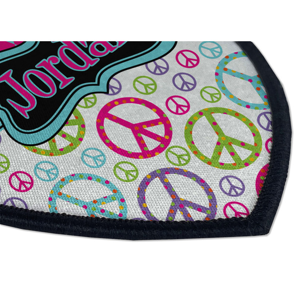 Harlequin & Peace Signs Iron on Shield 3 Detail