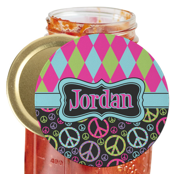 Custom Harlequin & Peace Signs Jar Opener (Personalized)