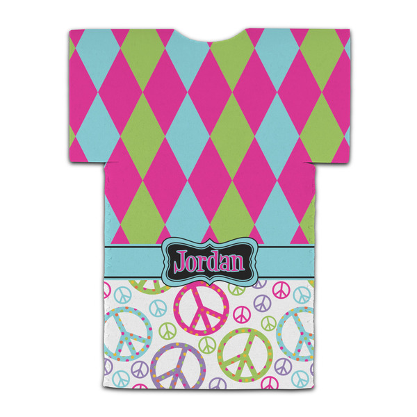Harlequin & Peace Signs Jersey Bottle Cooler - BACK (flat)