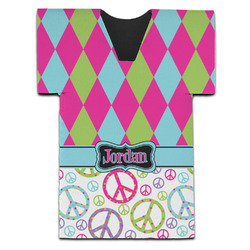 Harlequin & Peace Signs Jersey Bottle Cooler (Personalized)