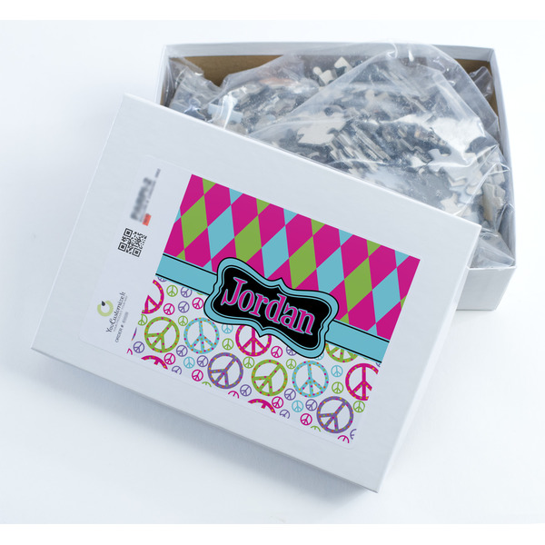 Harlequin & Peace Signs Jigsaw Puzzle 500 Piece - Box