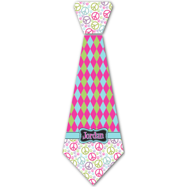 Custom Harlequin & Peace Signs Iron On Tie - 4 Sizes w/ Name or Text