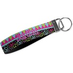 Harlequin & Peace Signs Webbing Keychain Fob - Large (Personalized)