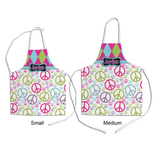 Harlequin & Peace Signs Kid's Aprons - Comparison