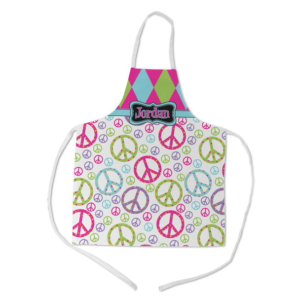 Custom Harlequin & Peace Signs Kid's Apron w/ Name or Text